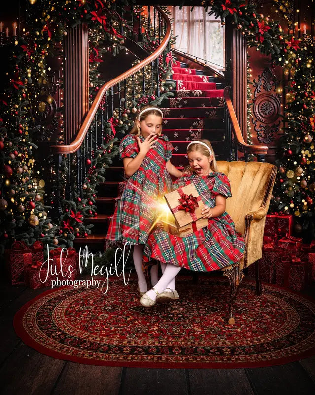 Kate Christmas Tree Vintage Stairs Backdrop Designed by Emetselch