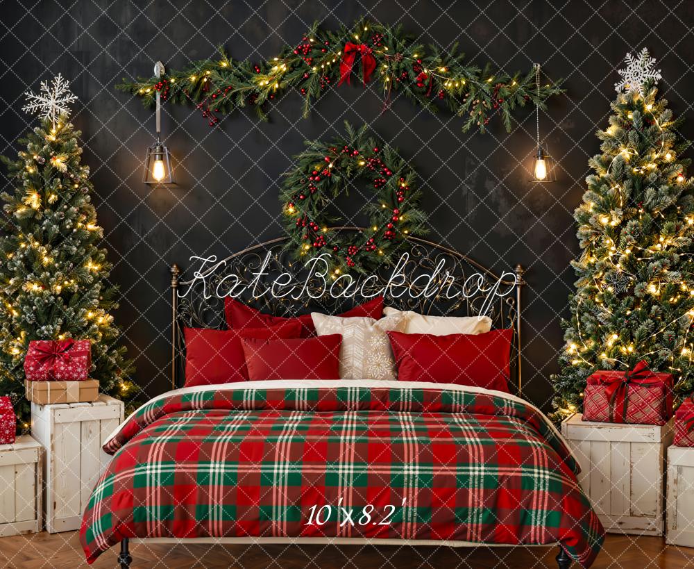 Kate Christmas Bedroom Wreath Trees Fleece Backdrop Designed by Emetselch -UK