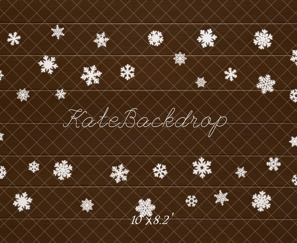 Kate Snowflakes Brown Floor Backdrop Designed by Mini MakeBelieve -UK