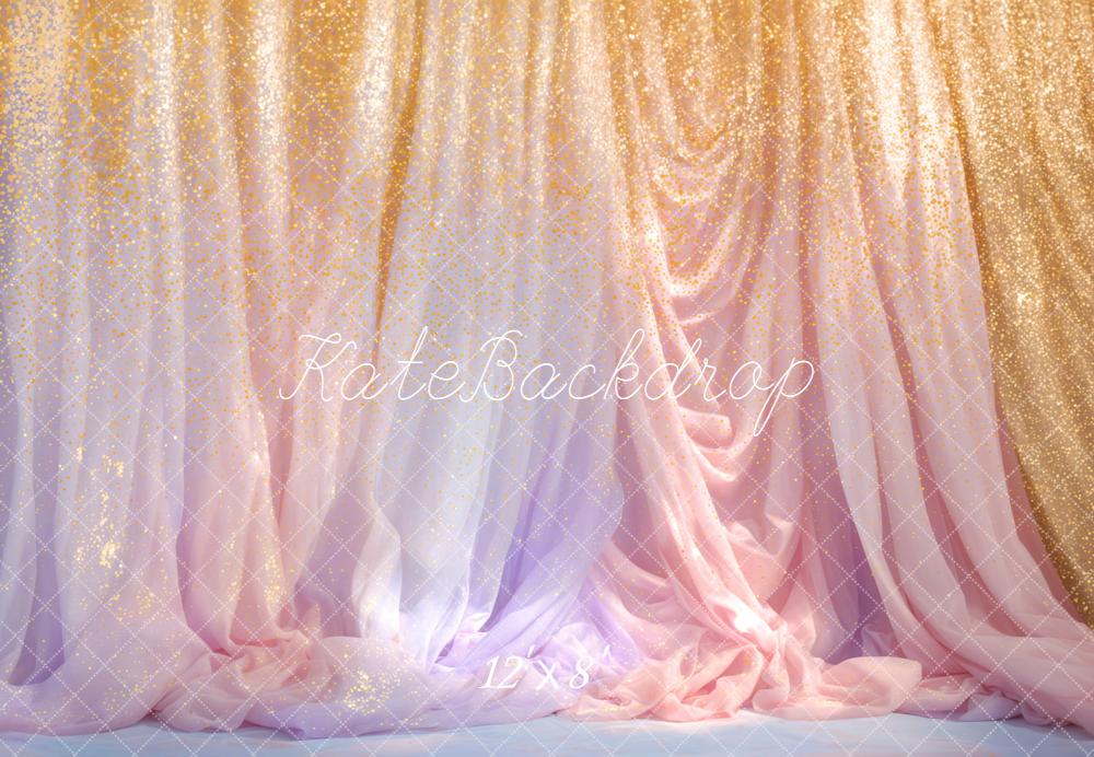 Kate Glitter Gradient Draped Curtains Fleece Backdrop Designed by Emetselch -UK