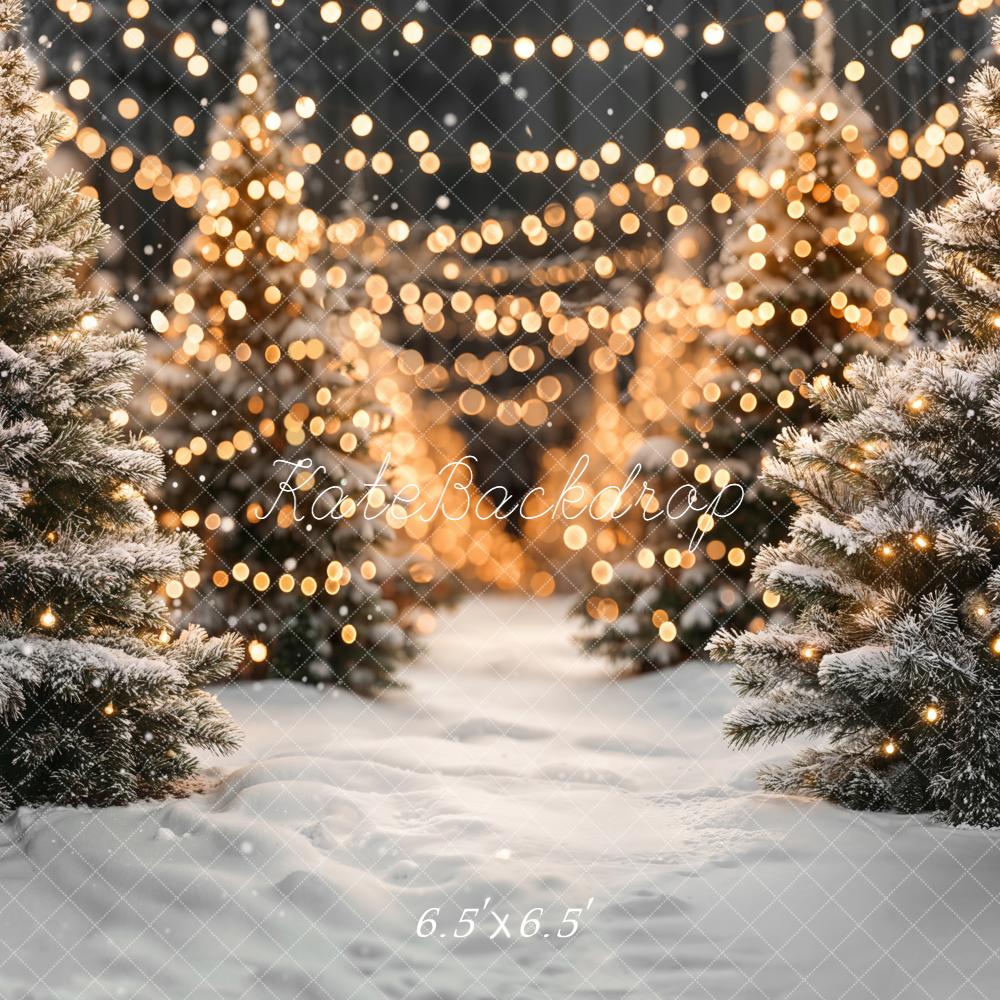 Kate Christmas Snowy Trees Bokeh Lights Backdrop Designed by Emetselch -UK