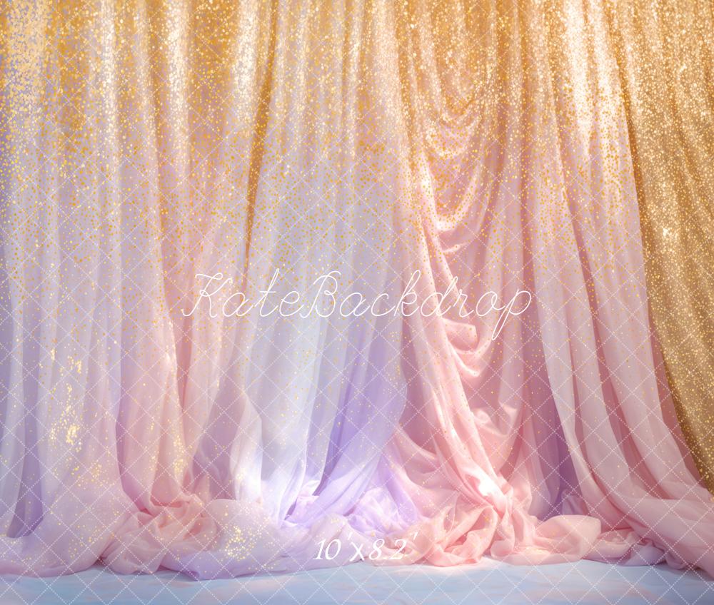 Kate Glitter Gradient Draped Curtains Fleece Backdrop Designed by Emetselch -UK