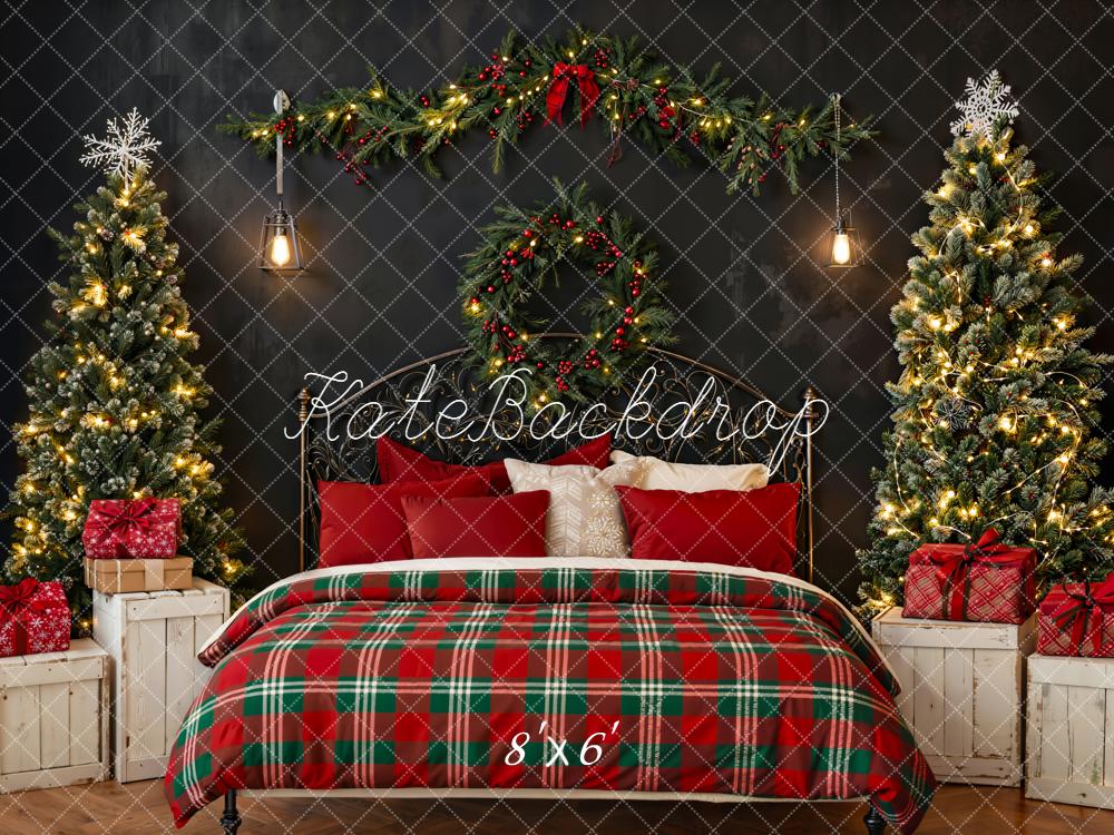Kate Christmas Bedroom Wreath Trees Fleece Backdrop Designed by Emetselch -UK