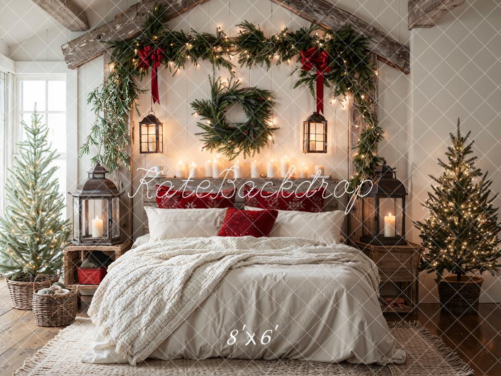 Kate Christmas Bedroom Garland Wreath Lanterns Backdrop Designed by Emetselch -UK