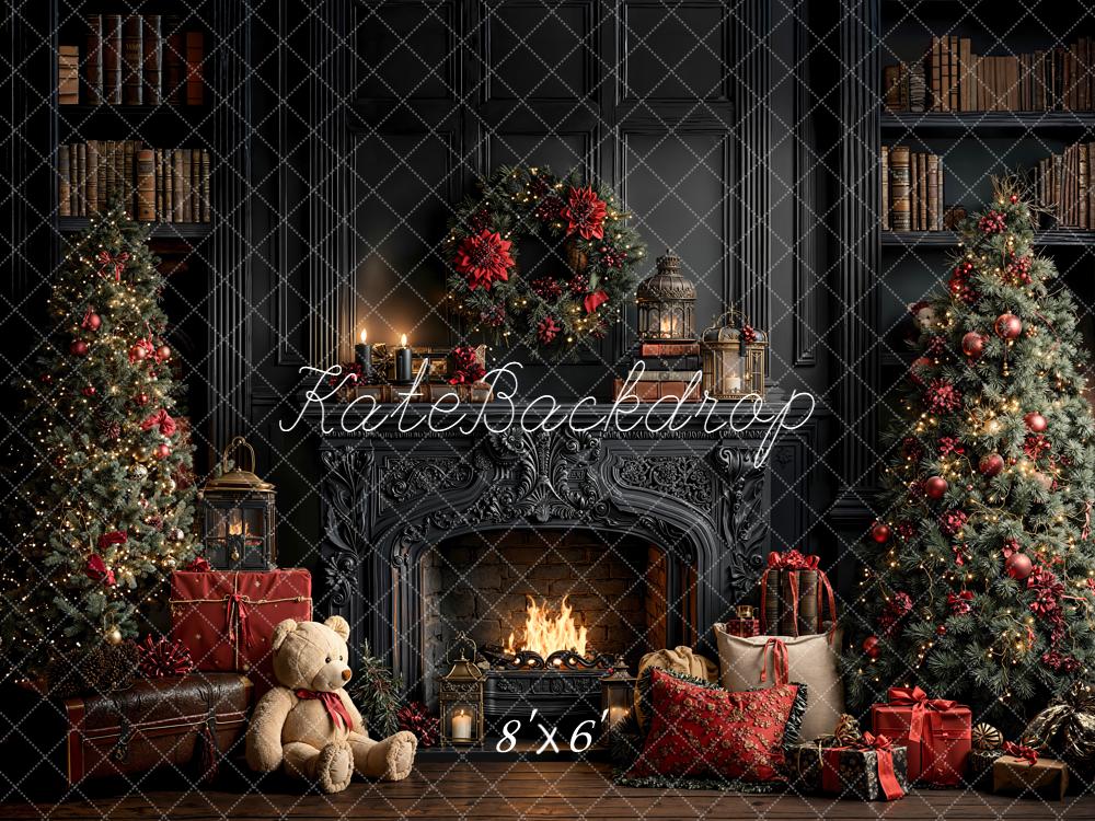 Kate Christmas Fireplace Trees Presents Backdrop Designed by Emetselch -UK