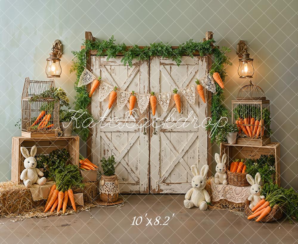 Kate Easter Bunny Carrots Greenery Backdrop Designed by Emetselch