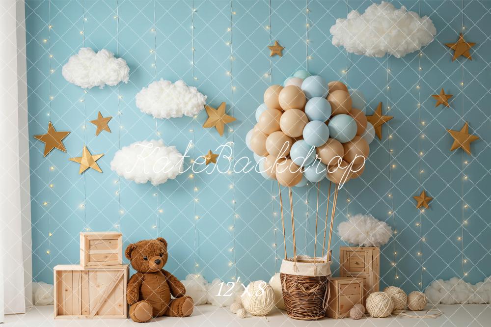 Kate Cake Smash Hot Air Balloon Teddy Cloud Backdrop Designed by Emetselch