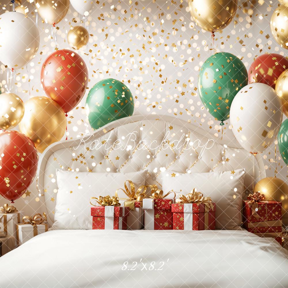 Kate Christmas Headboard Balloons Gifts Bed Backdrop Designed by Emetselch -UK