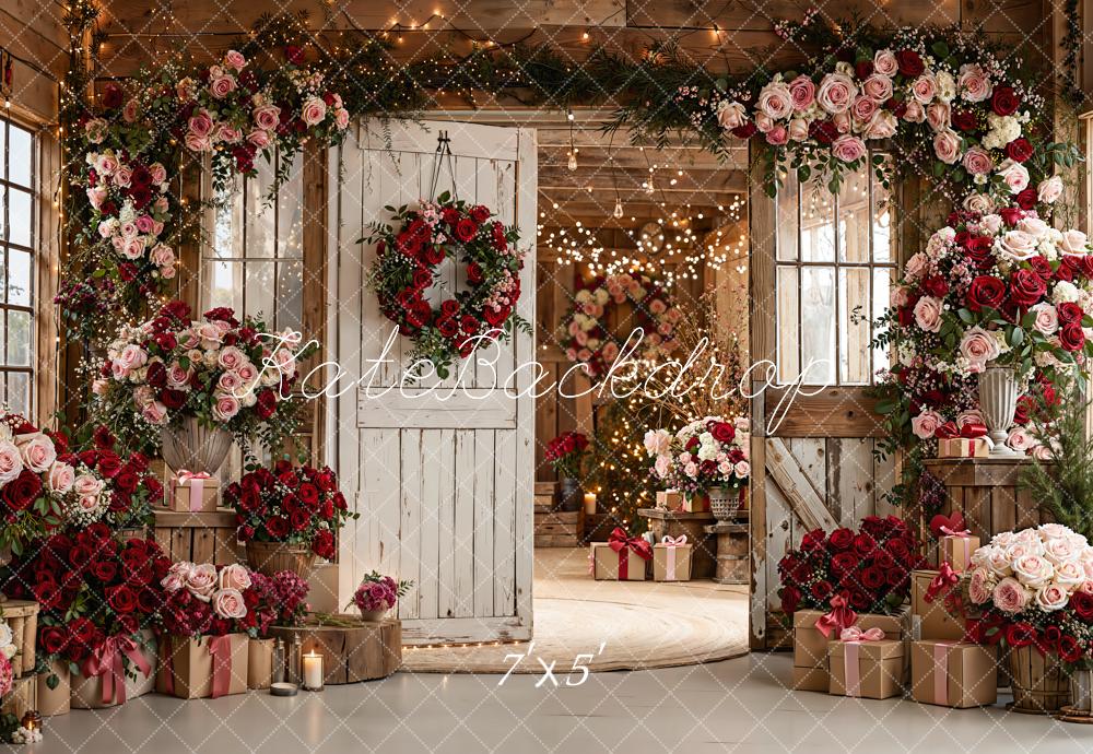 Kate Valentine Rose Garland Rustic Doors Gift Backdrop Designed by Emetselch
