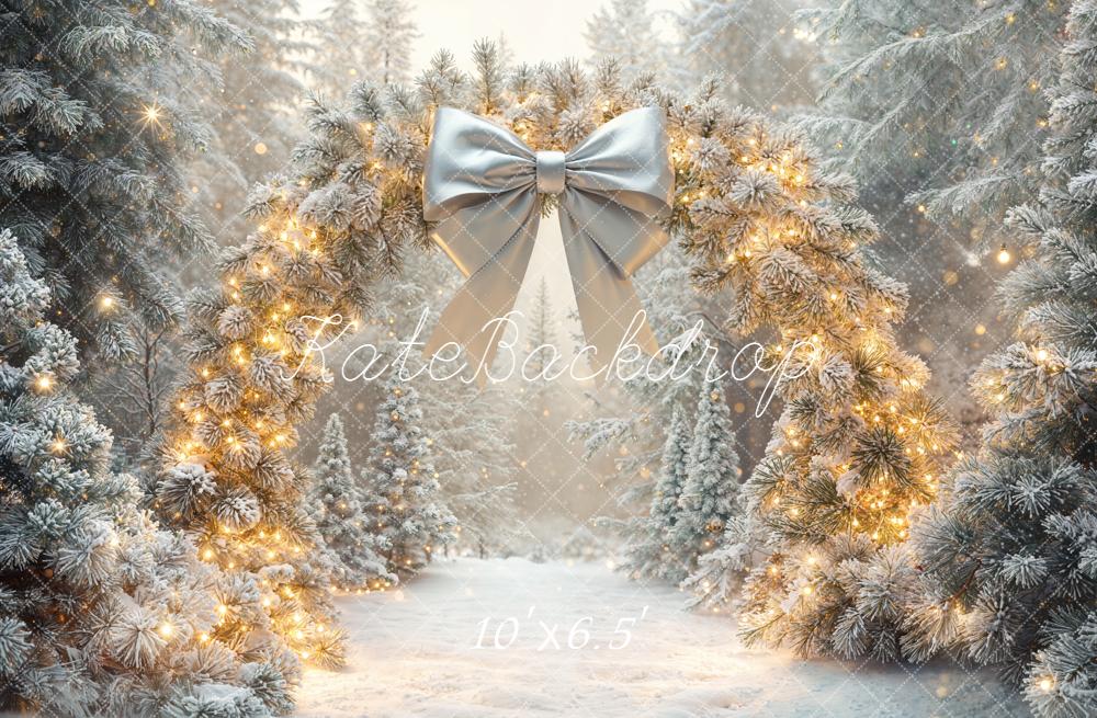 Kate Christmas Flower Arch Snowy Trees Backdrop Designed by Emetselch