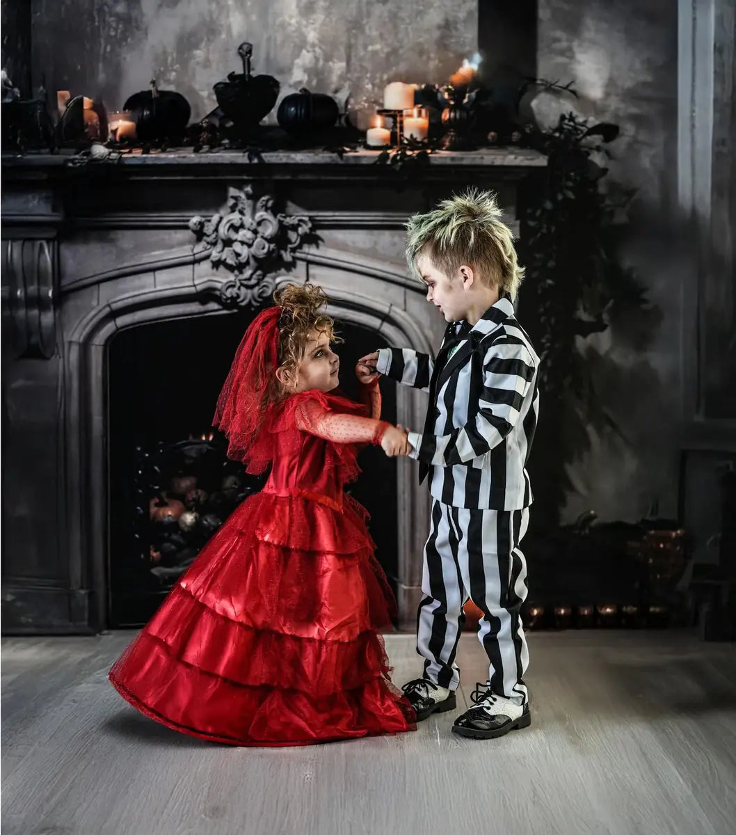 Kate Halloween Bat Gray Fireplace Backdrop Designed by Emetselch -UK