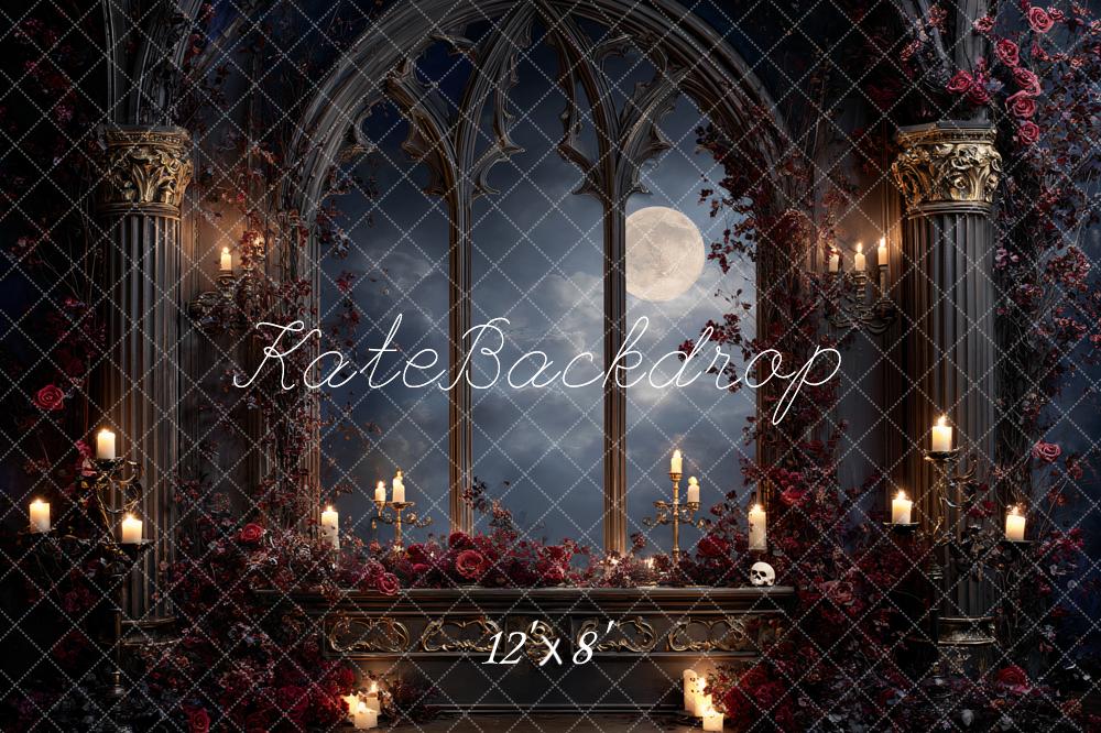 Kate Gothic Castle Window Candles Roses Backdrop Designed by Ashley Paul