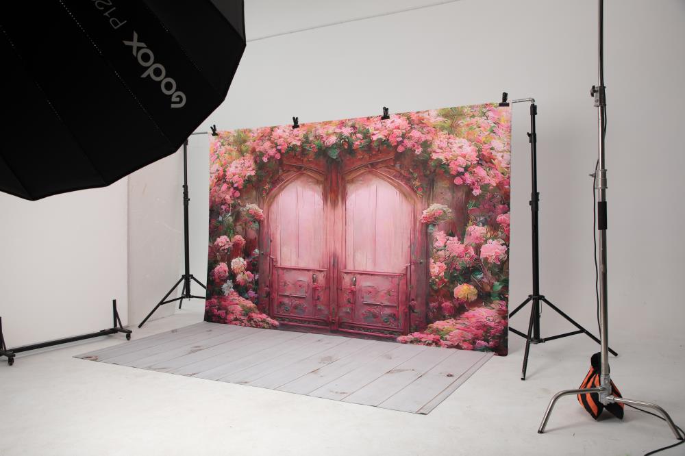 Kate Oil Painting Pink Flower Door Backdrop for Photography -UK