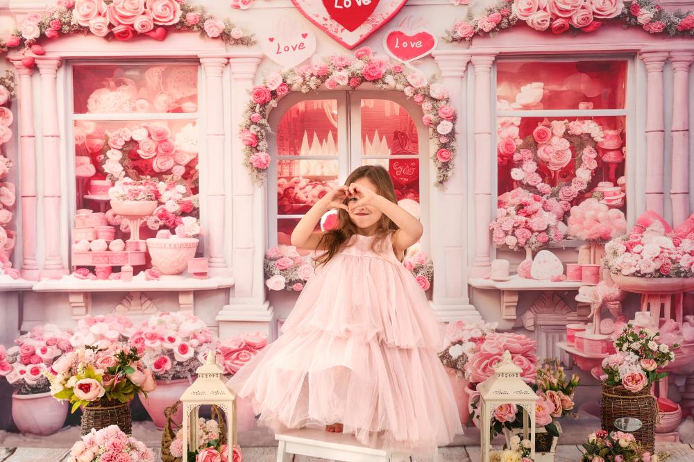 Kate Valentine's Day Pink Rose House Backdrop Designed by Chain Photography -UK