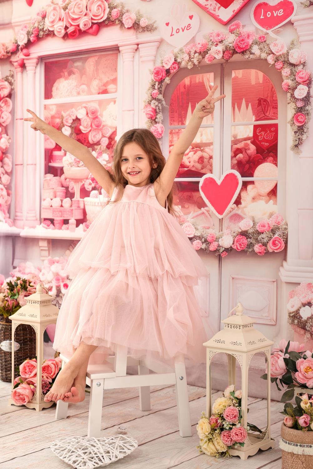 Kate Valentine's Day Pink Rose House Backdrop Designed by Chain Photography -UK