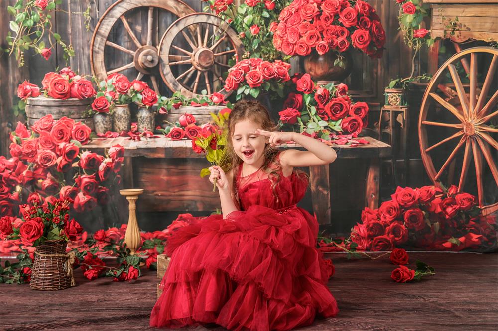 Kate Valentine's Day Red Rose Room Backdrop Designed by Emetselch -UK