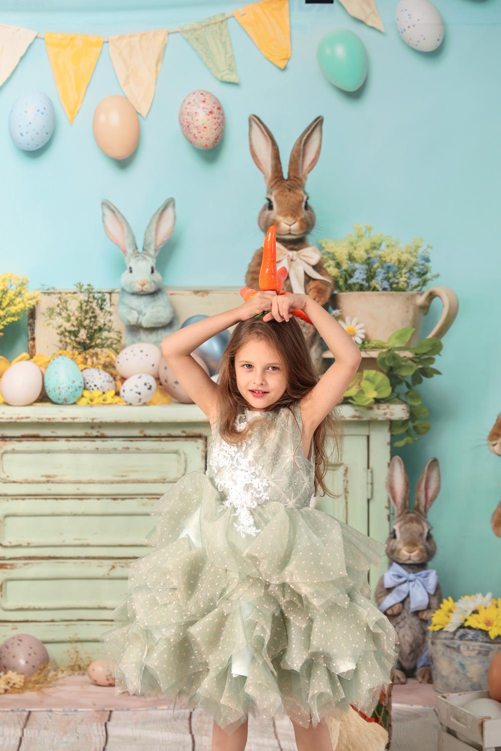 Kate Easter Egg Bunny Flowers Backdrop Designed by Emetselch -UK