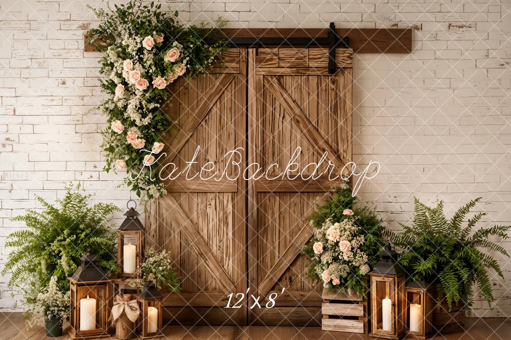 Kate Spring Barn Door Lanterns Rustic Backdrop Designed by Emetselch