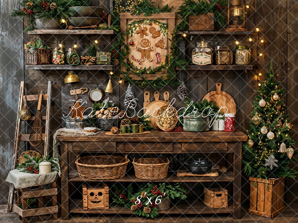 Kate Christmas Vintage Wooden Kitchen Backdrop Designed by Emetselch -UK