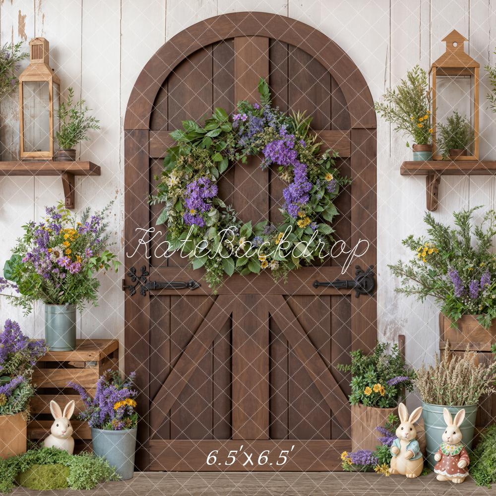Kate Easter Bunny Floral Wooden Arch Door Backdrop Designed by Emetselch -UK