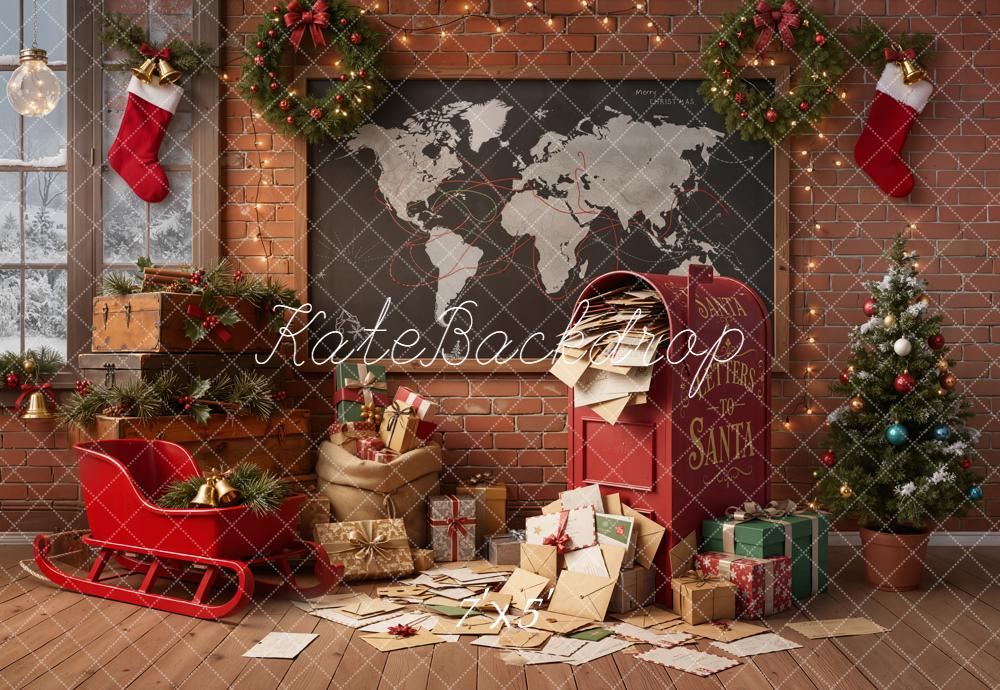 Kate Christmas Letters To Santa Sleigh Map Backdrop Designed by Emetselch