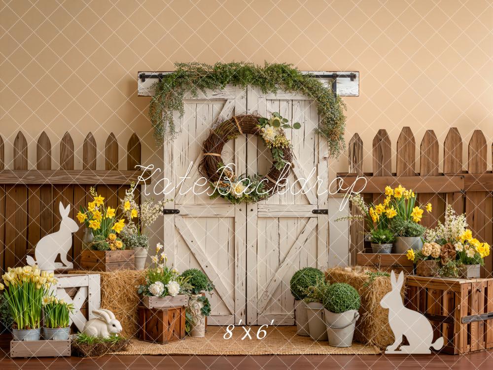 Kate Easter Bunny Barn Fleece Backdrop Designed by Emetselch