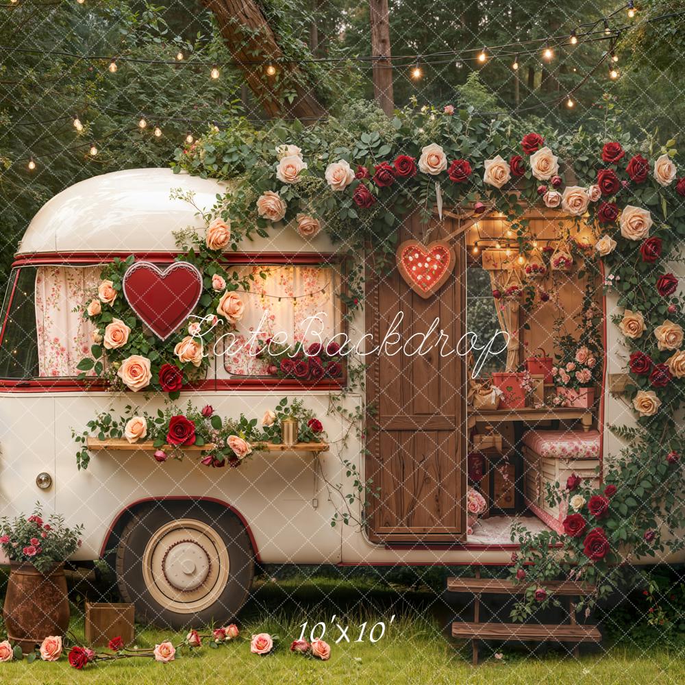 Kate Valentine Caravan Floral Heart Garland Backdrop Designed by Emetselch -UK
