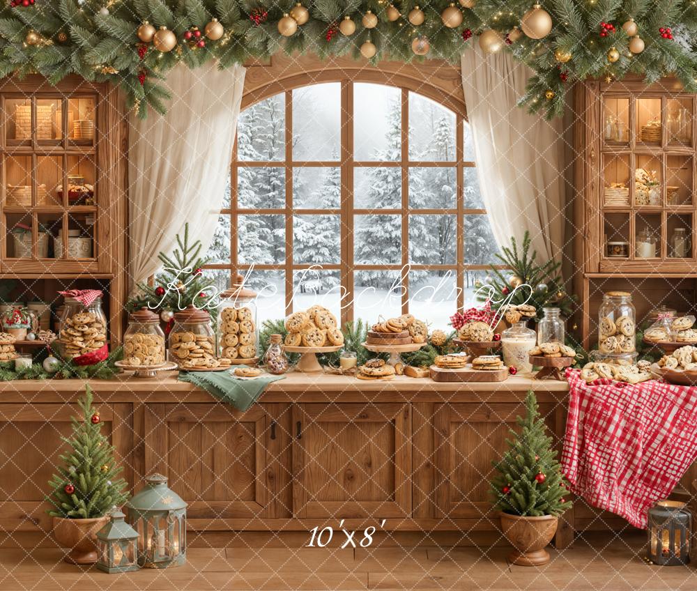 Kate Christmas Cookie Wooden Cabinet Fleece Backdrop Designed by Emetselch -UK
