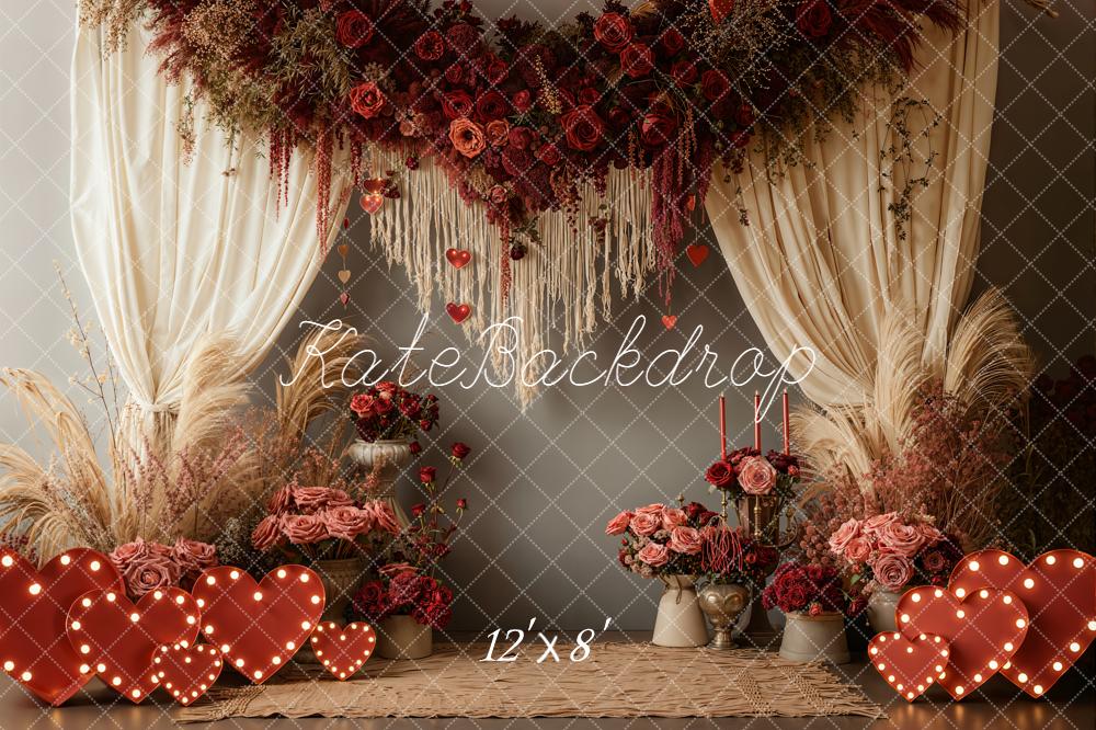 Kate Valentine Roses Garland Candles Backdrop Designed by Emetselch -UK
