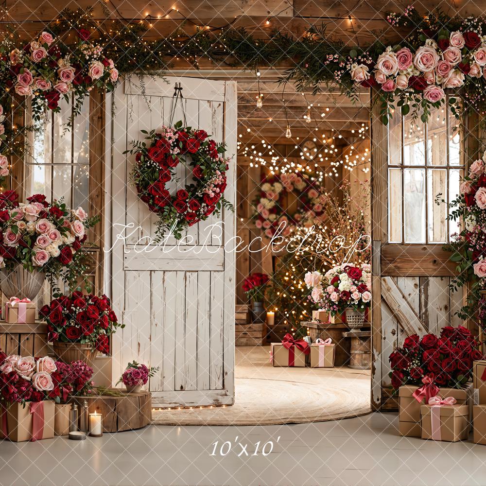 Kate Valentine Rose Garland Rustic Doors Gift Backdrop Designed by Emetselch