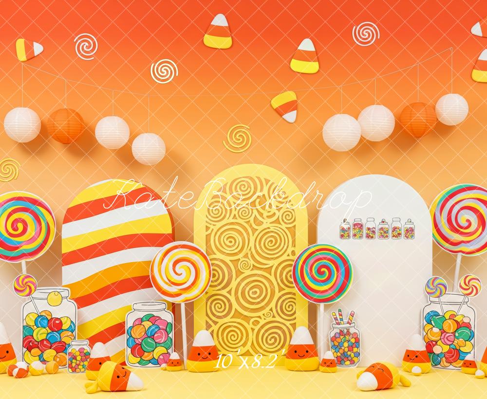 Kate Candy Corn Lollipops Orange Gradient Backdrop Designed by Patty Robert