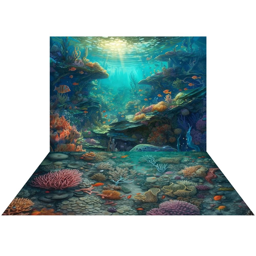 Kate Underwater World Backdrop+Ocean Reef Floor Designed by Mandy Ringe Photography -UK