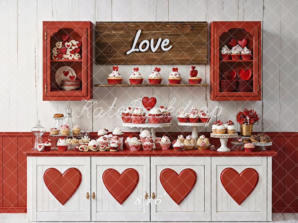 Kate Valentine Love Hearts Sweets Kitchen Backdrop Designed by Emetselch -UK