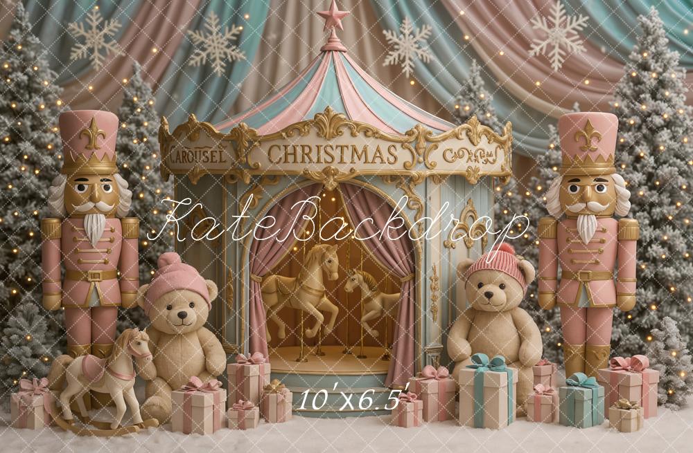 Kate Christmas Carousel Nutcracker Teddy Gifts Backdrop Designed by Ashley Paul -UK