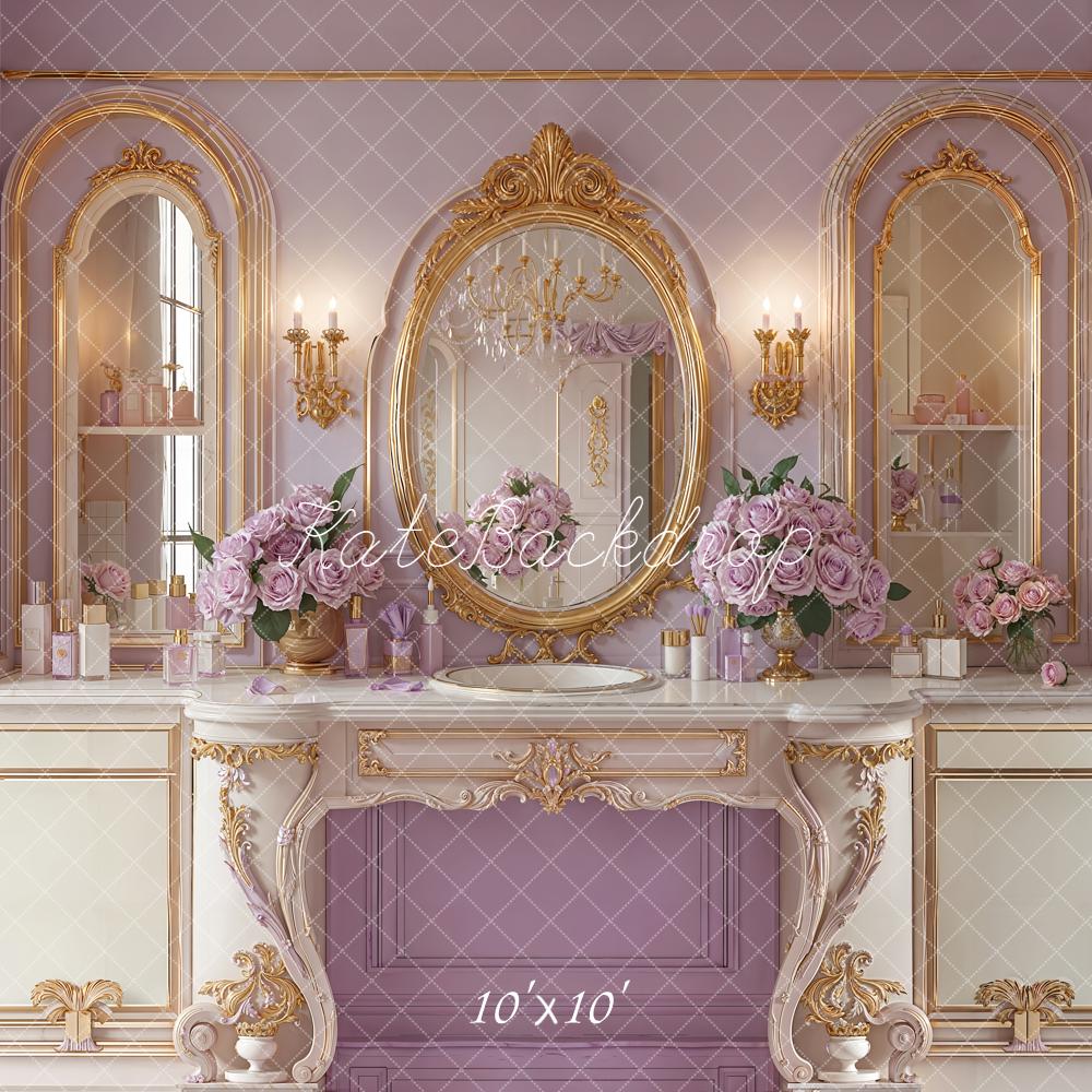 Kate Vintage Vanity Mirror Purple Backdrop Designed by Emetselch