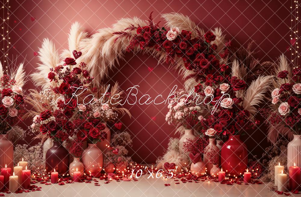 Kate Valentine Red Roses Candles Backdrop Designed by Emetselch