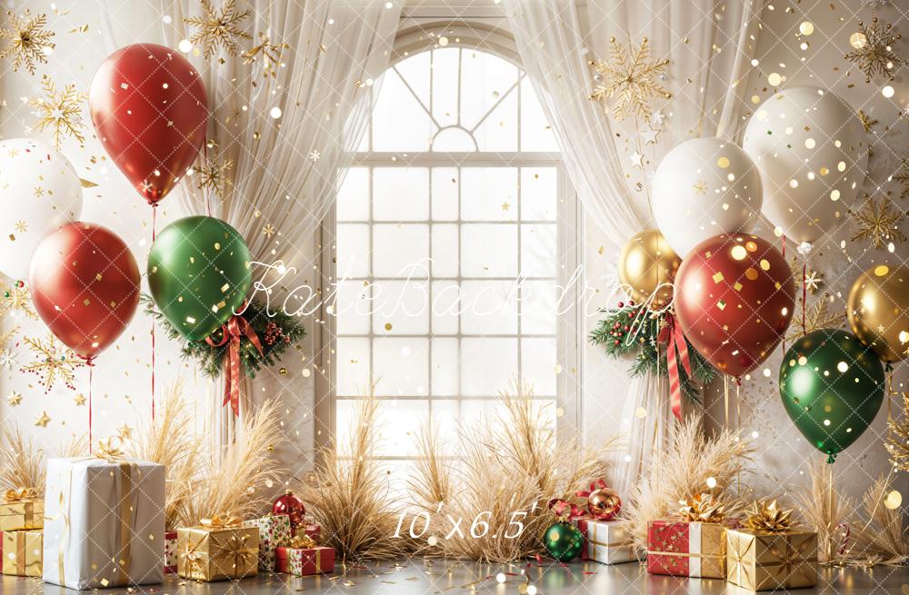 Kate Christmas Balloons Presents Window Backdrop Designed by Emetselch -UK