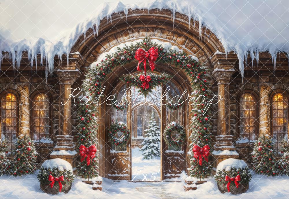 Kate Christmas Snow Vintage Arch Castle Gate Backdrop Designed by GQ -UK