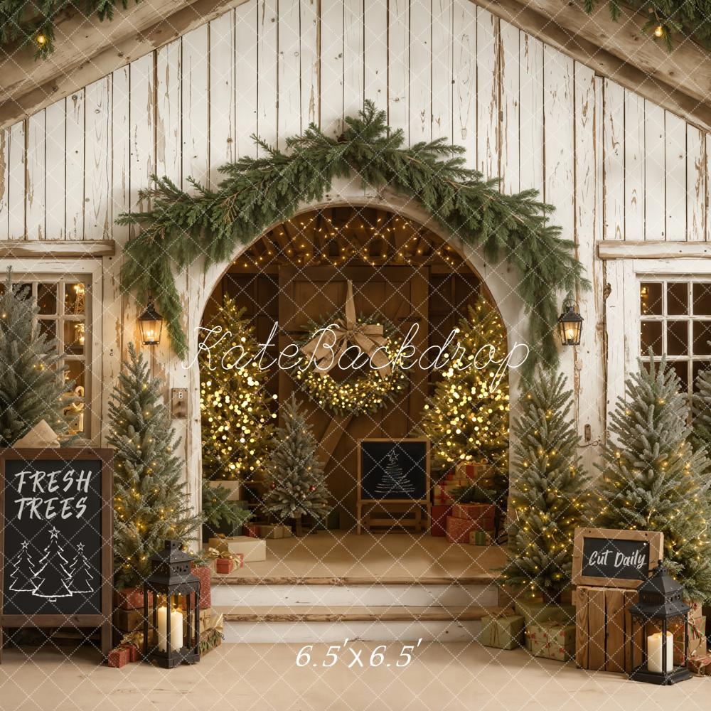 Kate Christmas Fresh Trees Rustic Archway Backdrop Designed by Emetselch -UK