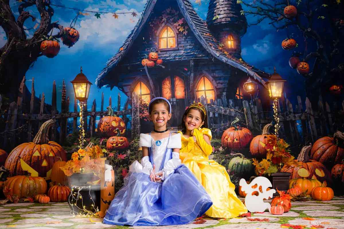 Kate Halloween Pumpkin Castle Backdrop Designed by Chain Photography -UK