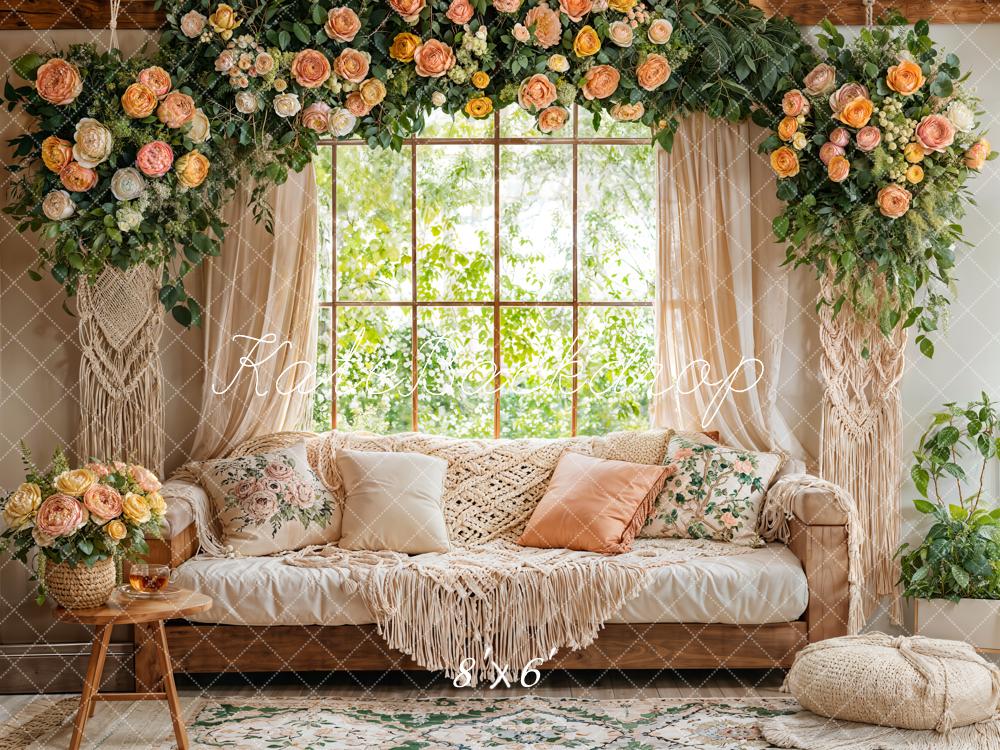 Kate Spring Garland Window Macrame Sofa Backdrop Designed by Emetselch