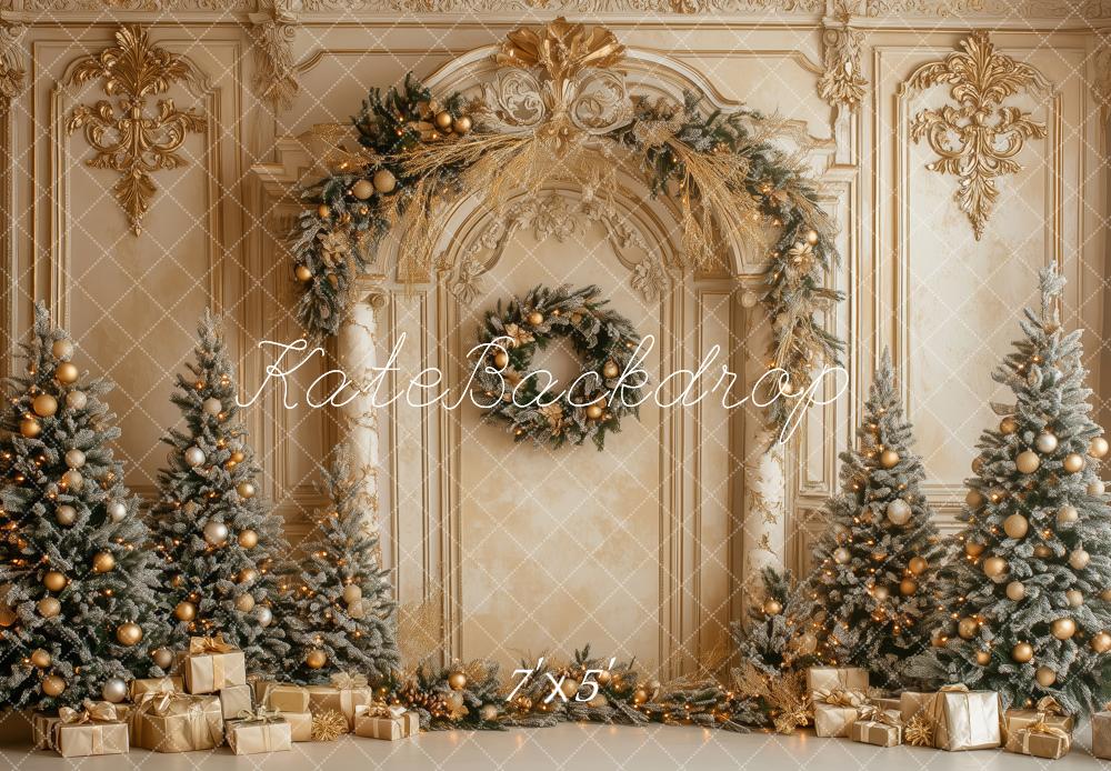 Kate Christmas Gold Ornate Arch Trees Backdrop Designed by Patty Robert -UK