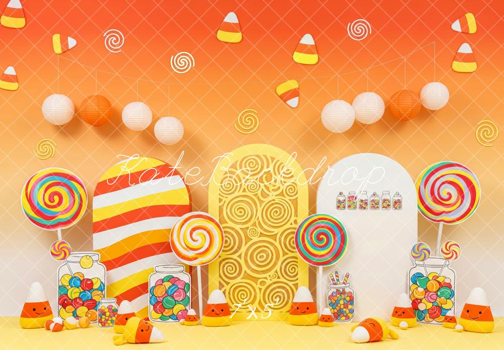 Kate Candy Corn Lollipops Orange Gradient Backdrop Designed by Patty Robert