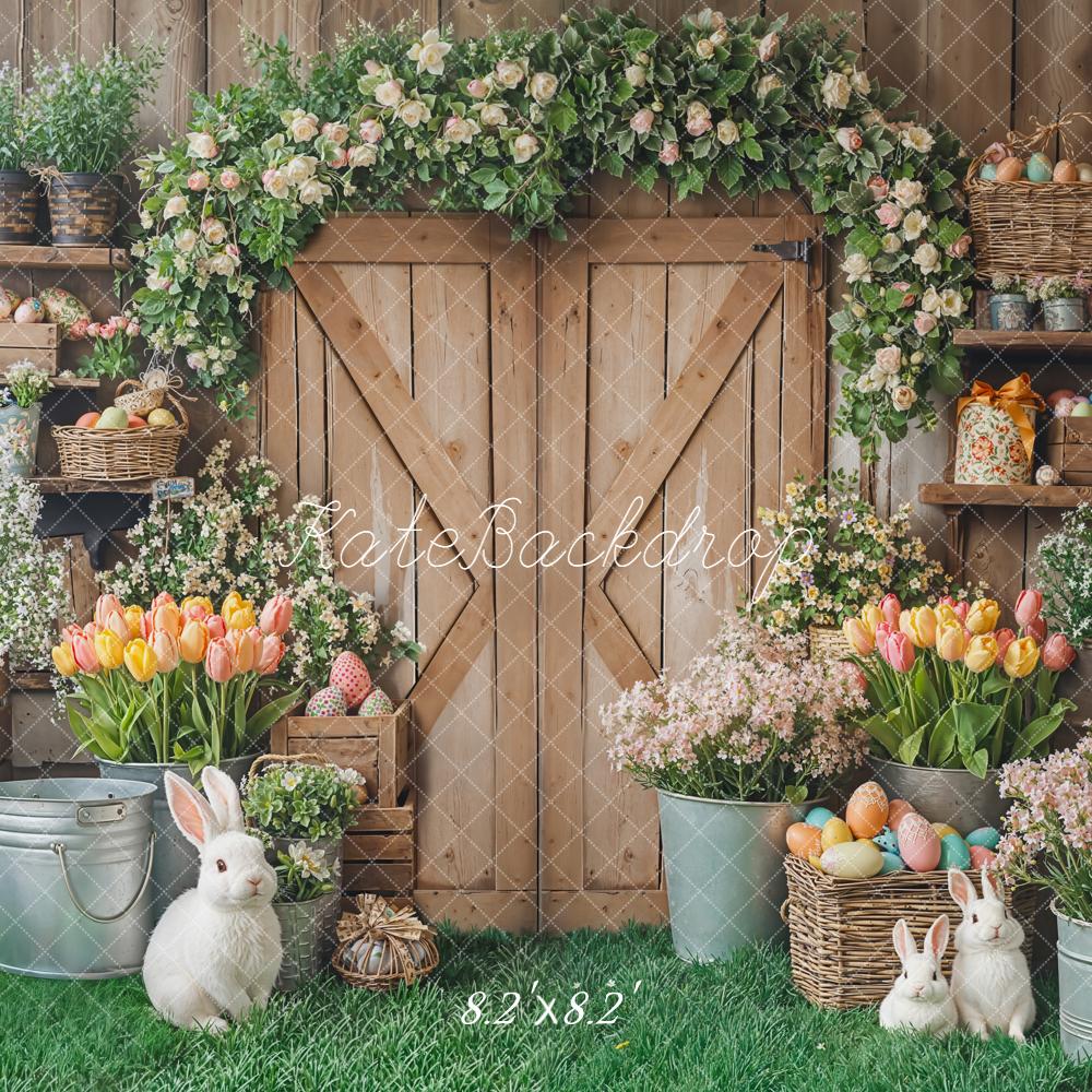 Kate Easter Bunny Eggs Garland Barn Door Backdrop Designed by Emetselch -UK