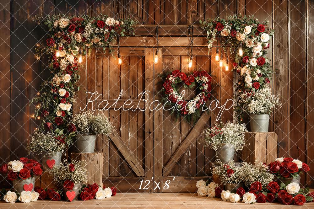 Kate Wedding Floral Arch Wood Barn Backdrop Designed by Emetselch