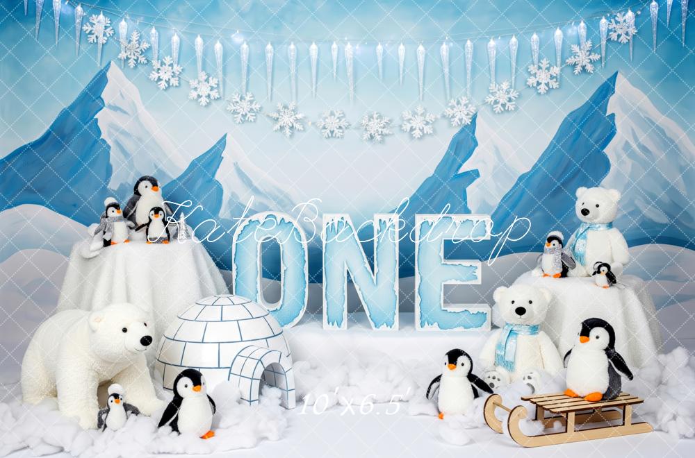 Kate Winter Penguins Polar Bears Igloo Backdrop Designed by Patty Robert