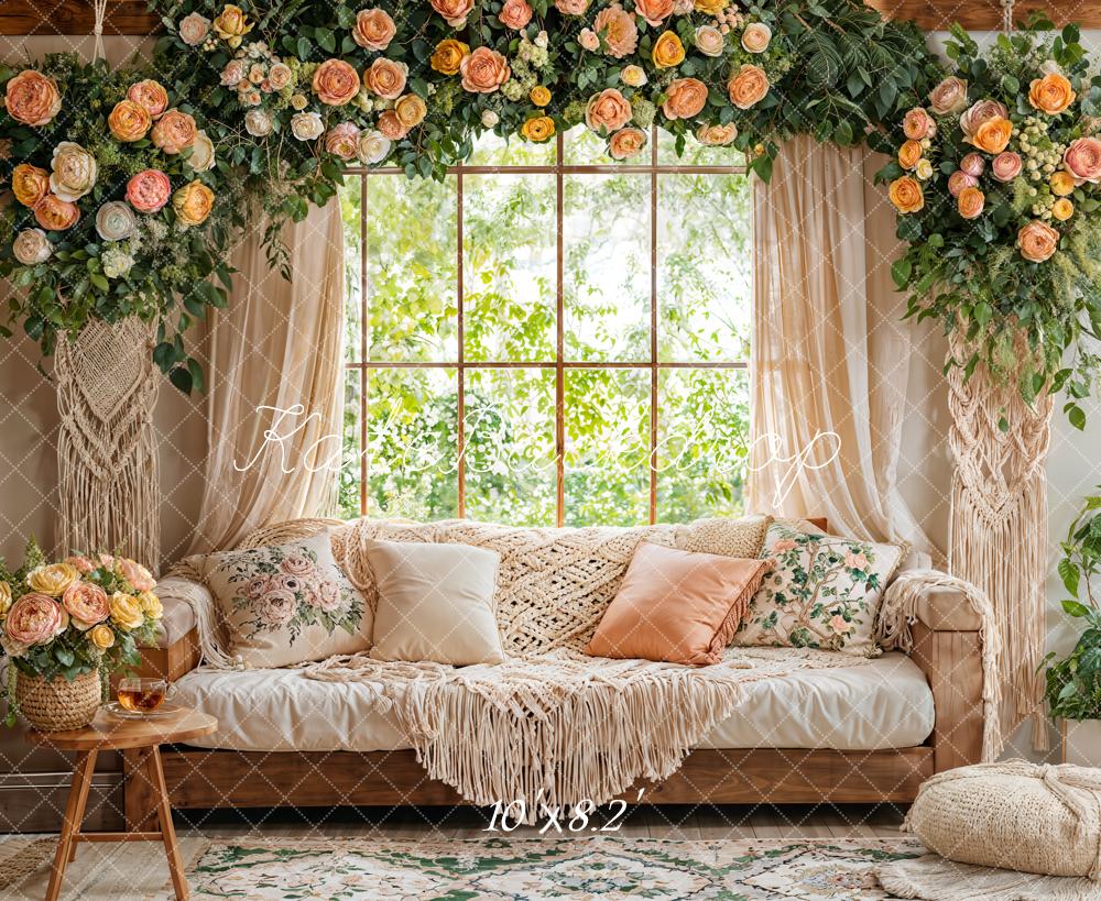 Kate Spring Garland Window Macrame Sofa Backdrop Designed by Emetselch