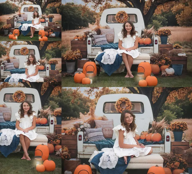 Kate Autumn Truck Pumpkin Backdrop Designed by Emetselch -UK