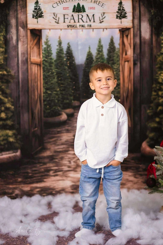 Kate Christmas Tree Farm Entrance Backdrop for Photography