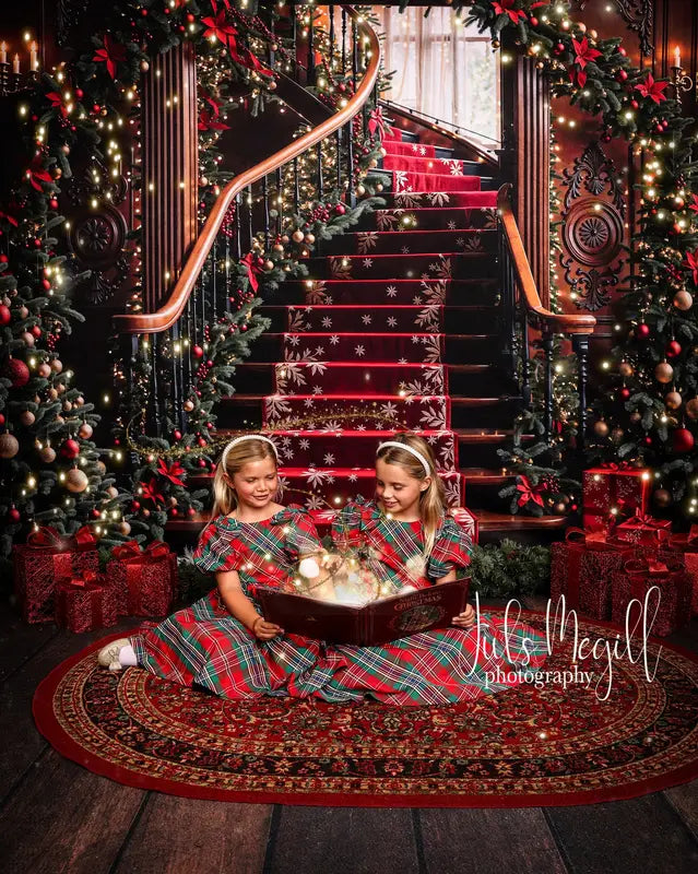 Kate Christmas Tree Vintage Stairs Backdrop Designed by Emetselch